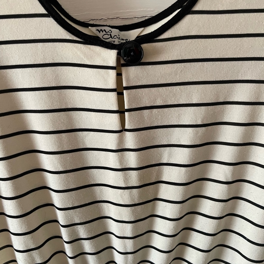 Black and Cream Sleeveless Striped Midi Dress